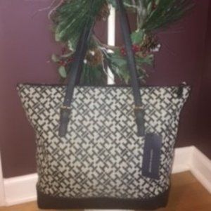 Tommy Hilfiger Tote with Black/Tan TH logo- NWT!